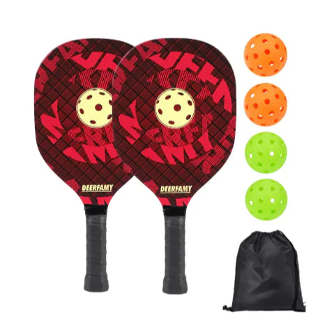 🏓: UV Print Pickleball Paddle Set - Complete Poplar Wood Kit with Balls & Storage