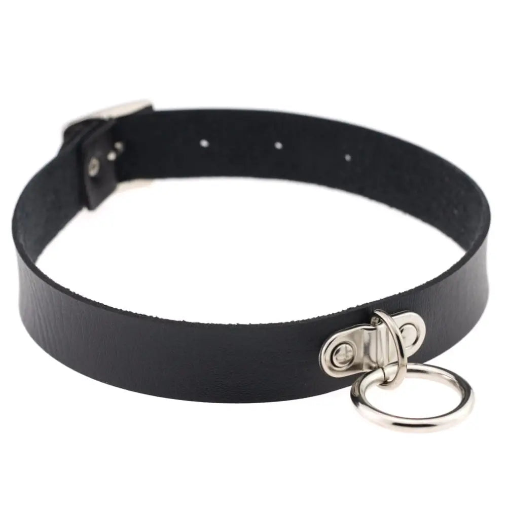 π€: PU Leather Gothic Choker with Chain - Edgy Fashion Statement