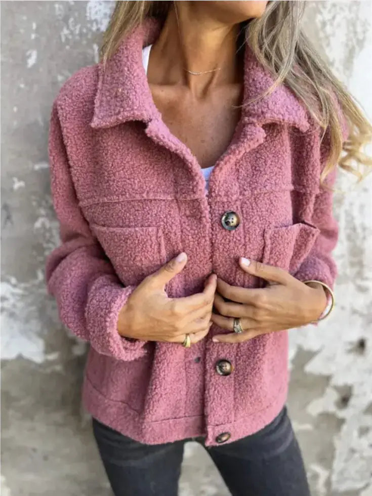 🐑: Women's Lapel Single Breasted Lamb Wool Coat - Luxurious Natural Warmth