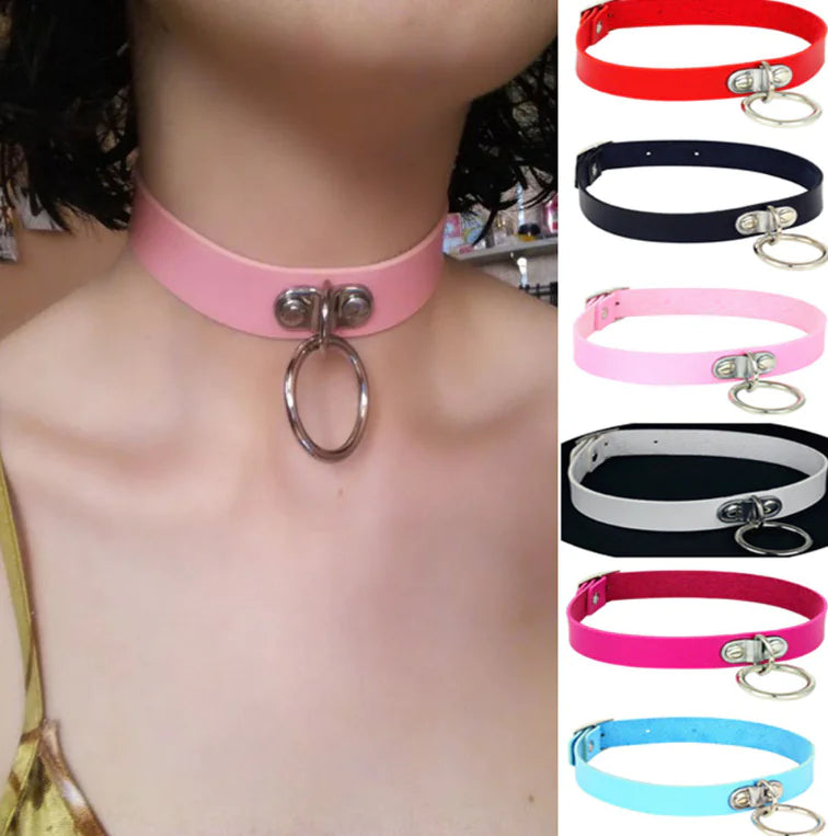 π€: PU Leather Gothic Choker with Chain - Edgy Fashion Statement