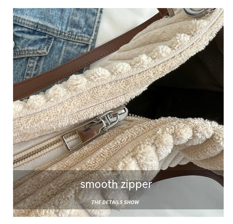 π: Retro Corduroy Shoulder Bag - European American Style