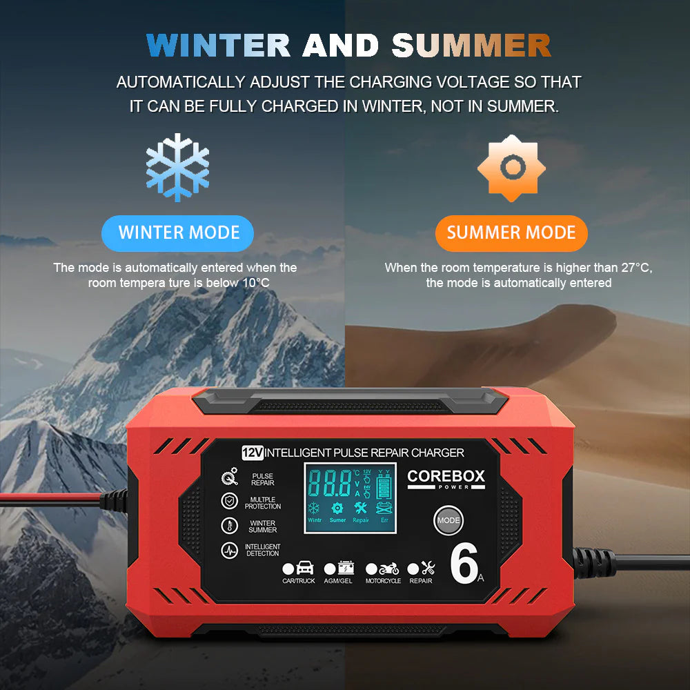 🔋: 12V 6A Smart Battery Charger - AGM Lead-Acid Marine & Automotive Charger