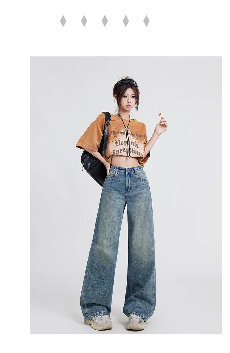 👖: Wide Leg Jeans Women's High Waist Baggy Straight Trousers - Relaxed Vintage Style