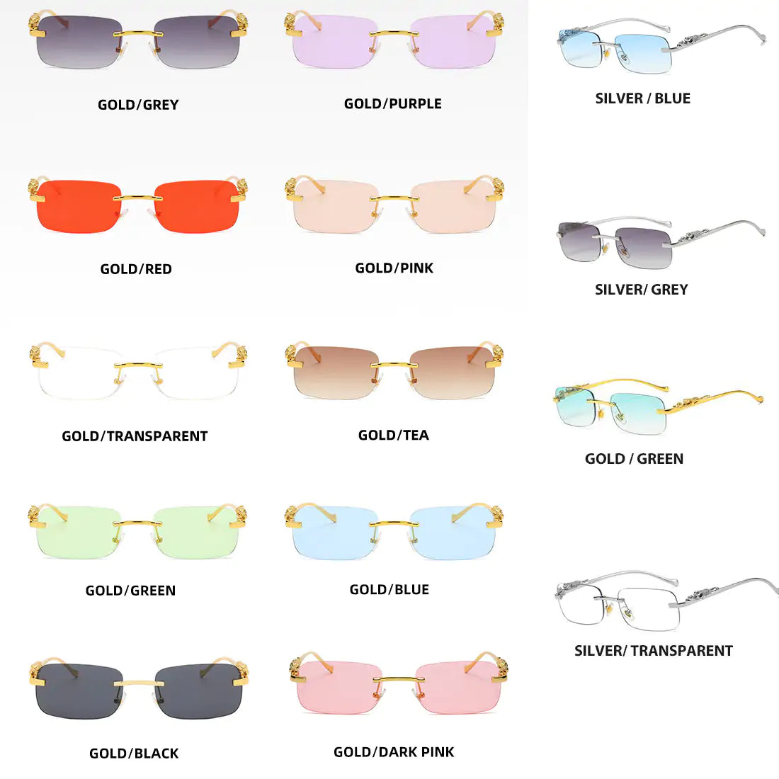 🐆: Vintage Rimless Square Sunglasses - Leopard Print Chic Style