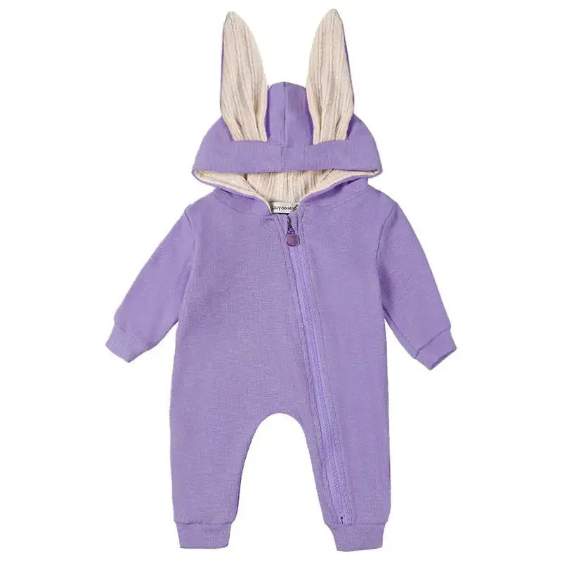 🐰: Rabbit Ear Hooded Baby Rompers - Adorable Cozy Comfort