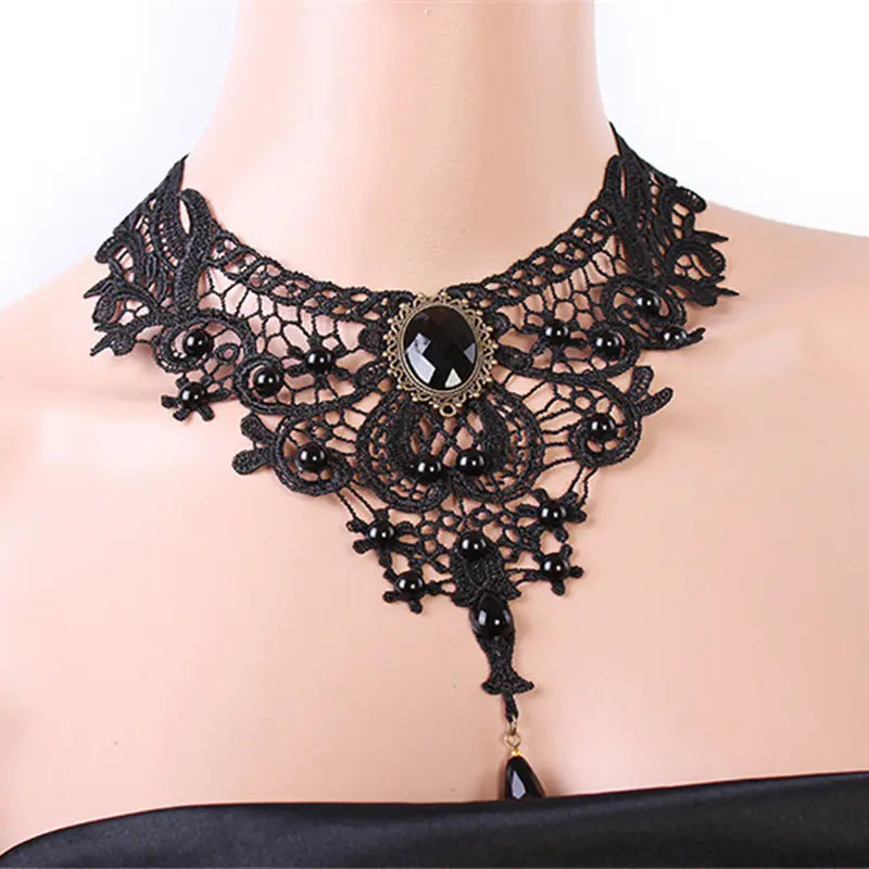 π: Vintage White Lace Choker Necklace for Brides