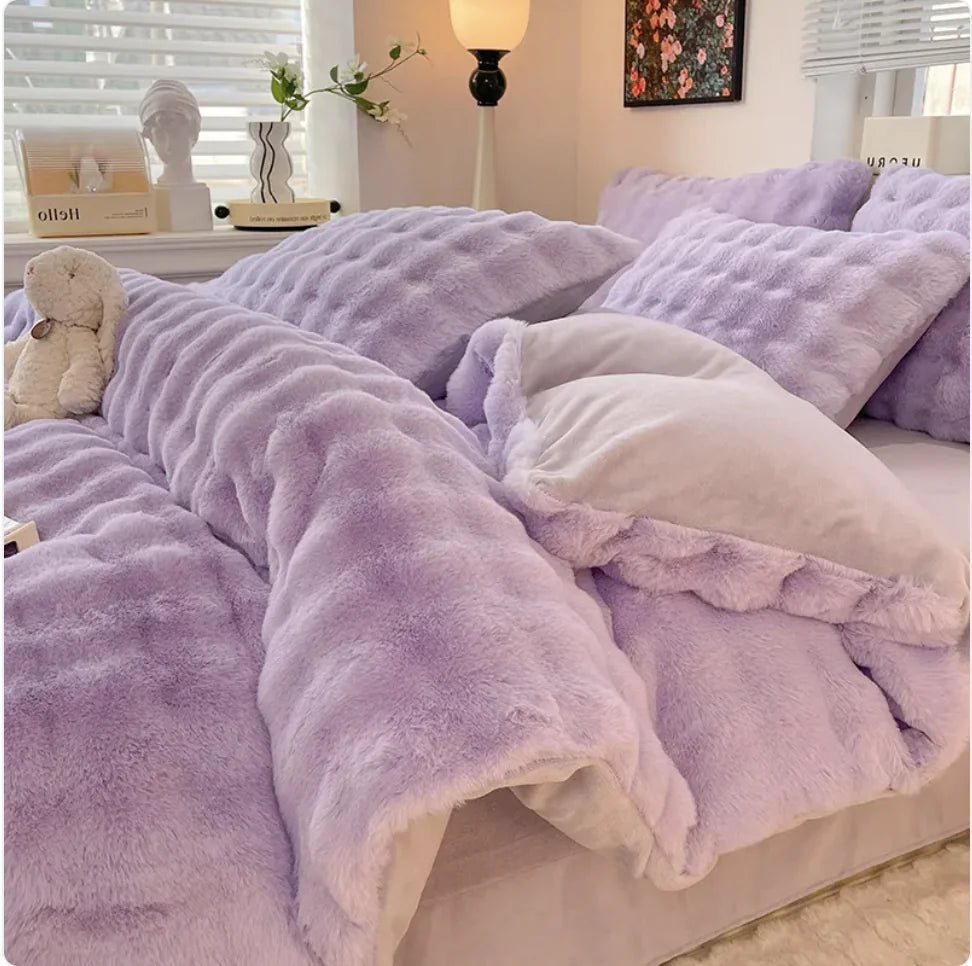 ποΈ: Plush Thermal Coral Fleece 4-Piece Bedding Set - Complete Cozy Comfort Collection