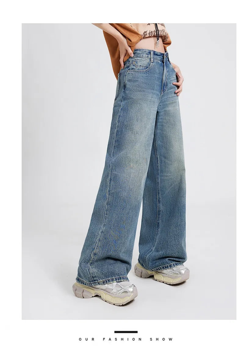 👖: Wide Leg Jeans Women's High Waist Baggy Straight Trousers - Relaxed Vintage Style