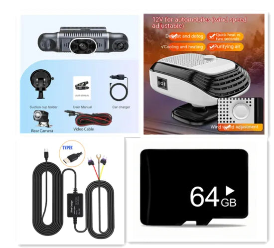 📹 4-Channel HD Wi-Fi Car Dash Cam - Complete 360° Security System with Remote Access
