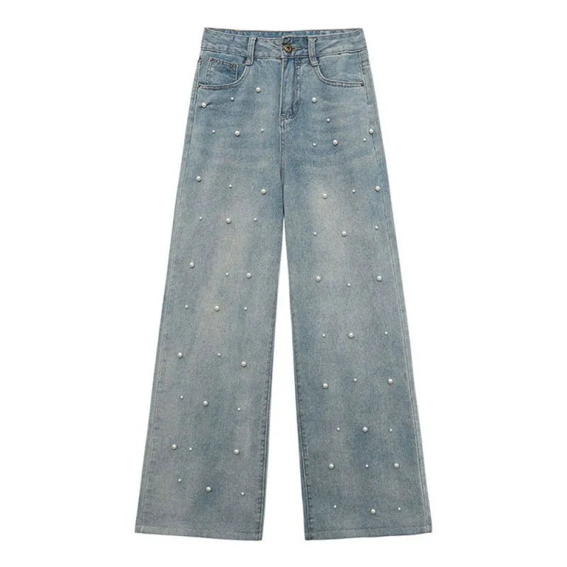 👖: Pearl Straight Jeans High Waist Wide-Leg - Sophisticated Slim-Fit Denim