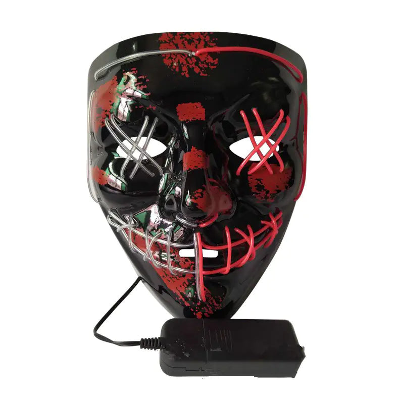 π: Black V Light-Up LED Mask - Two-Color Halloween Costume Prop