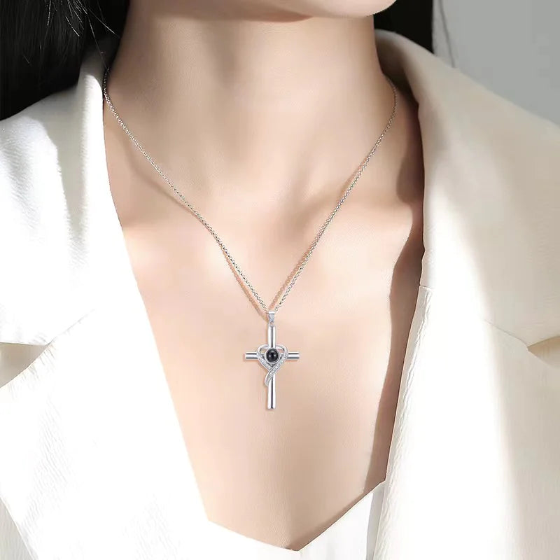 ✝️: Cross with Heart Shaped Pendant