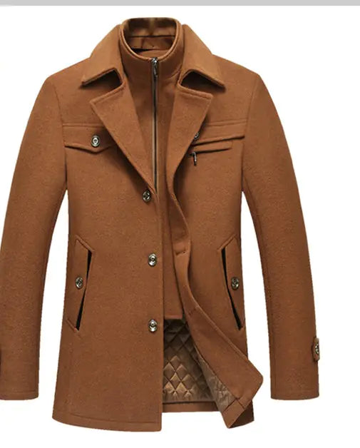 🧥: Authentic Men's Wool Overcoat - Premium Single-Breasted Winter Coat