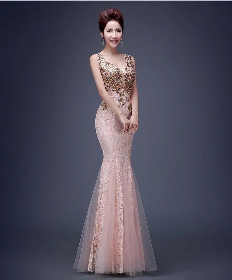 👗: Mermaid Evening Dress with Lace - Spring Summer Bridal Gown