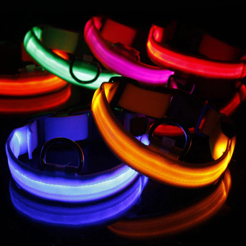 π LED Adjustable Dog Collar - Blinking Safety Light Waterproof Pet Collar