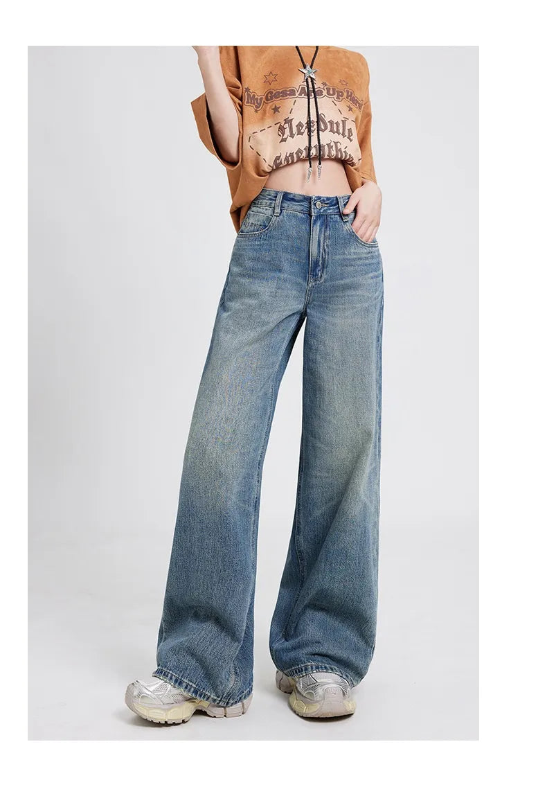 👖: Wide Leg Jeans Women's High Waist Baggy Straight Trousers - Relaxed Vintage Style