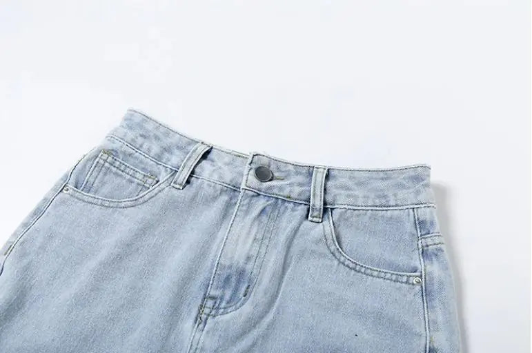 👖: Women's Low Waist Wide Leg Jeans - Trendy Straight Fit All-Matching Denim