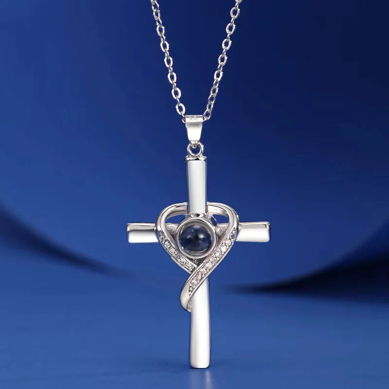 ✝️: Cross with Heart Shaped Pendant