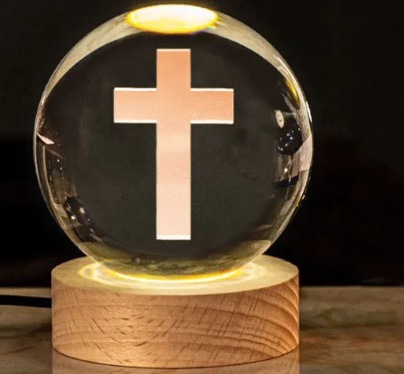 ⛪: Crystal Church Desk Ornament - Glowing Cross Spiritual Decor