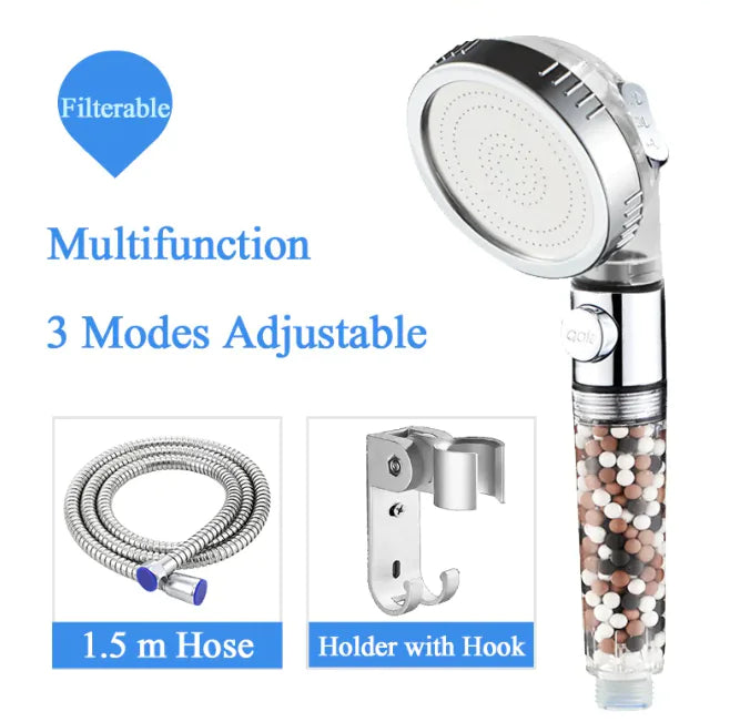 🚿 High-Pressure Negative Ion Shower Head - Wellness Water Technology