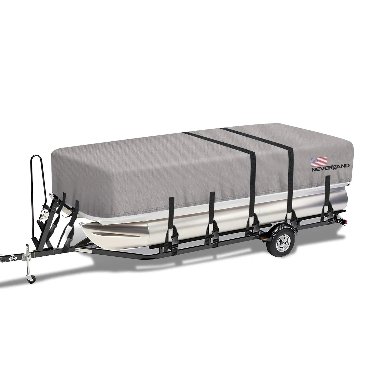 β΅ Pontoon Boat Cover 17-20ft - Waterproof Heavy Duty Marine Grade Canvas with Straps