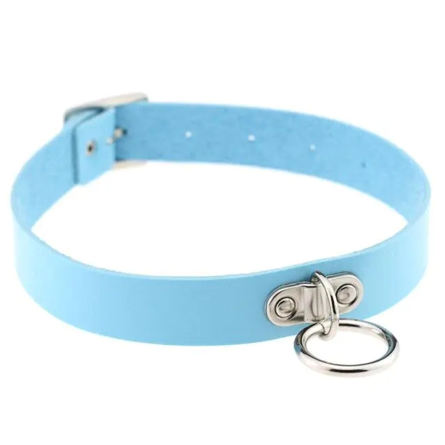 π€: PU Leather Gothic Choker with Chain - Edgy Fashion Statement