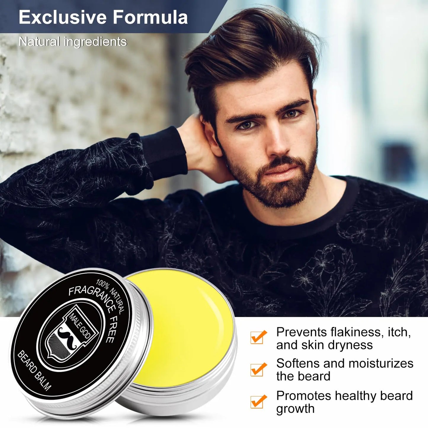 π§ MALE GOD Beard Growth Kit - Complete Care System with Oil, Balm, Comb & Massager