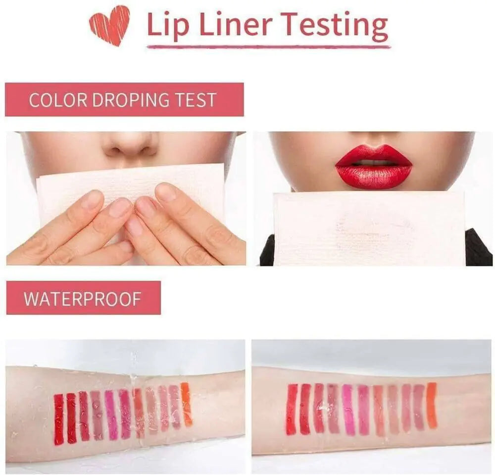 💄: 12-Piece Waterproof Matte Lipstick Set - Long-Lasting Lip Liner Pencils