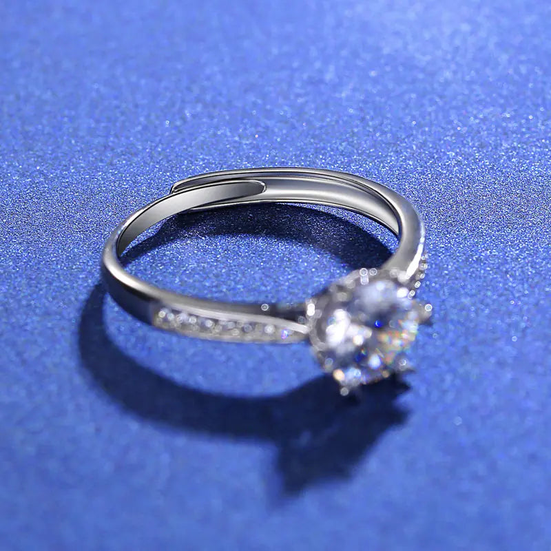 💎: S925 Sterling Silver 1 Carat Moissanite Snow Ring - Luxury Winter Jewelry