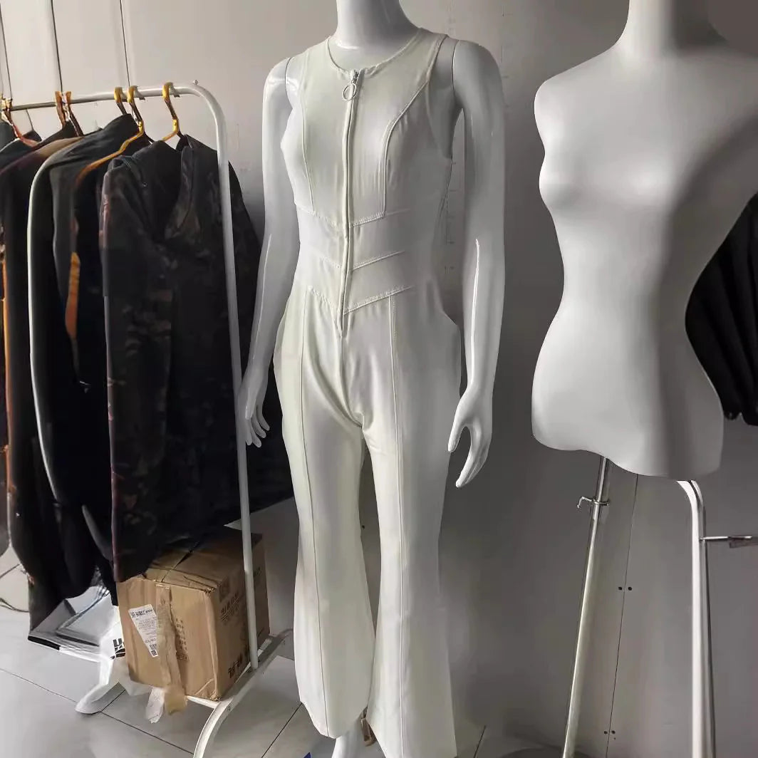 👖: Vintage High-Waist Denim Jumpsuit - Retro Slim-Fit One-Piece Style
