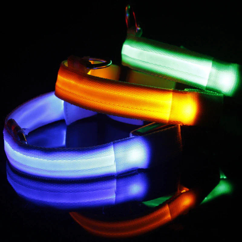 π LED Adjustable Dog Collar - Blinking Safety Light Waterproof Pet Collar