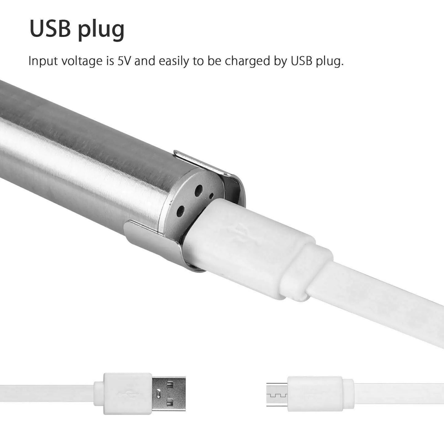 π¦ 5" LED USB Rechargeable Mini Tactical Flashlight - Stainless Steel Pen Light