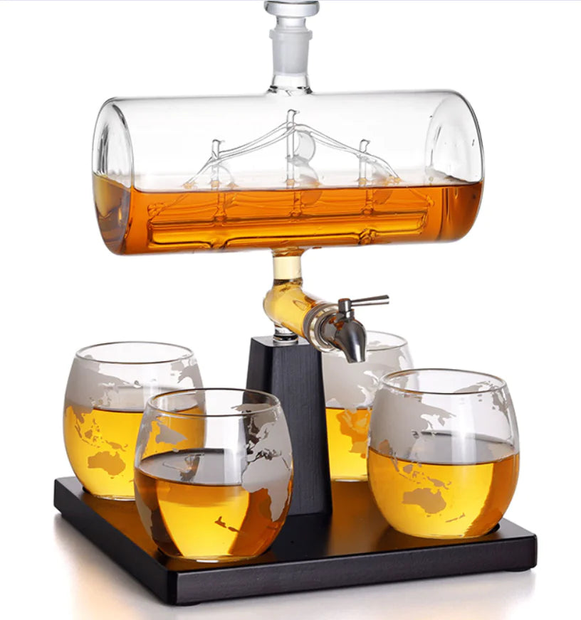 🍷 Elegant Glass Sailing Wine Bottle Container - Nautical Wine Storage