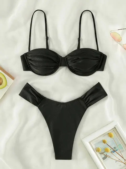 👙: Beach Chic Solid Micro Bikini Set - Minimalist Two-Piece Swimwear
