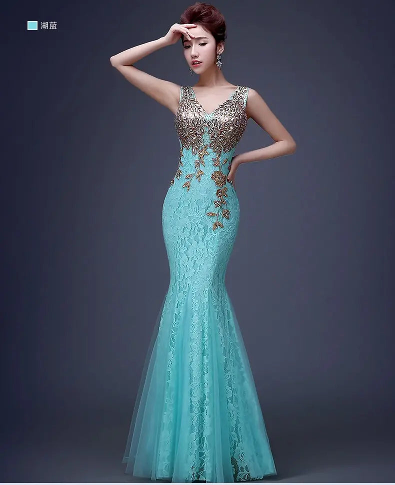 👗: Mermaid Evening Dress with Lace - Spring Summer Bridal Gown