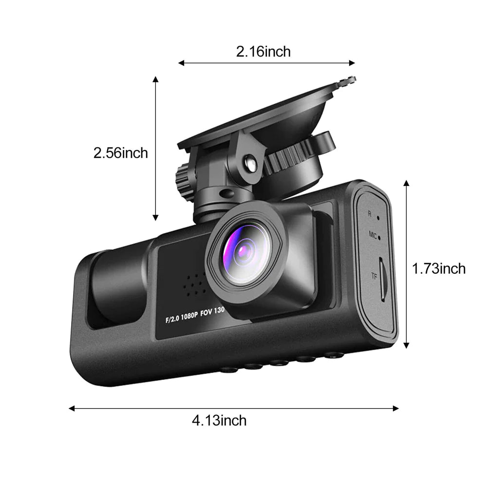 📹 Car Triple Lens Dash Cam - HD 1080P Front/Rear/Inside Video Recorder