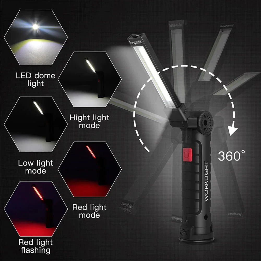 π¦ Rechargeable LED COB Work Light - Magnetic Base Mechanic Flashlight