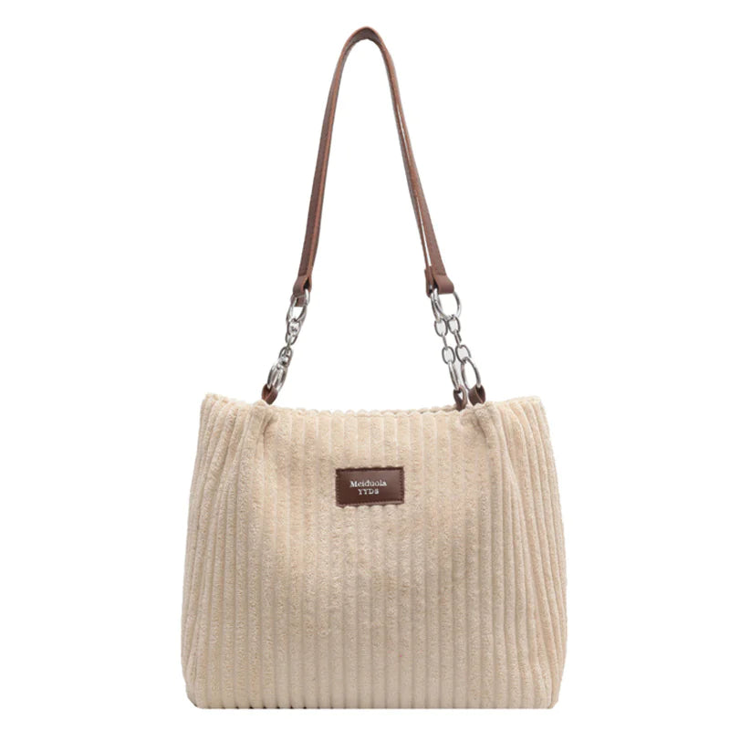 π: Retro Corduroy Shoulder Bag - European American Style