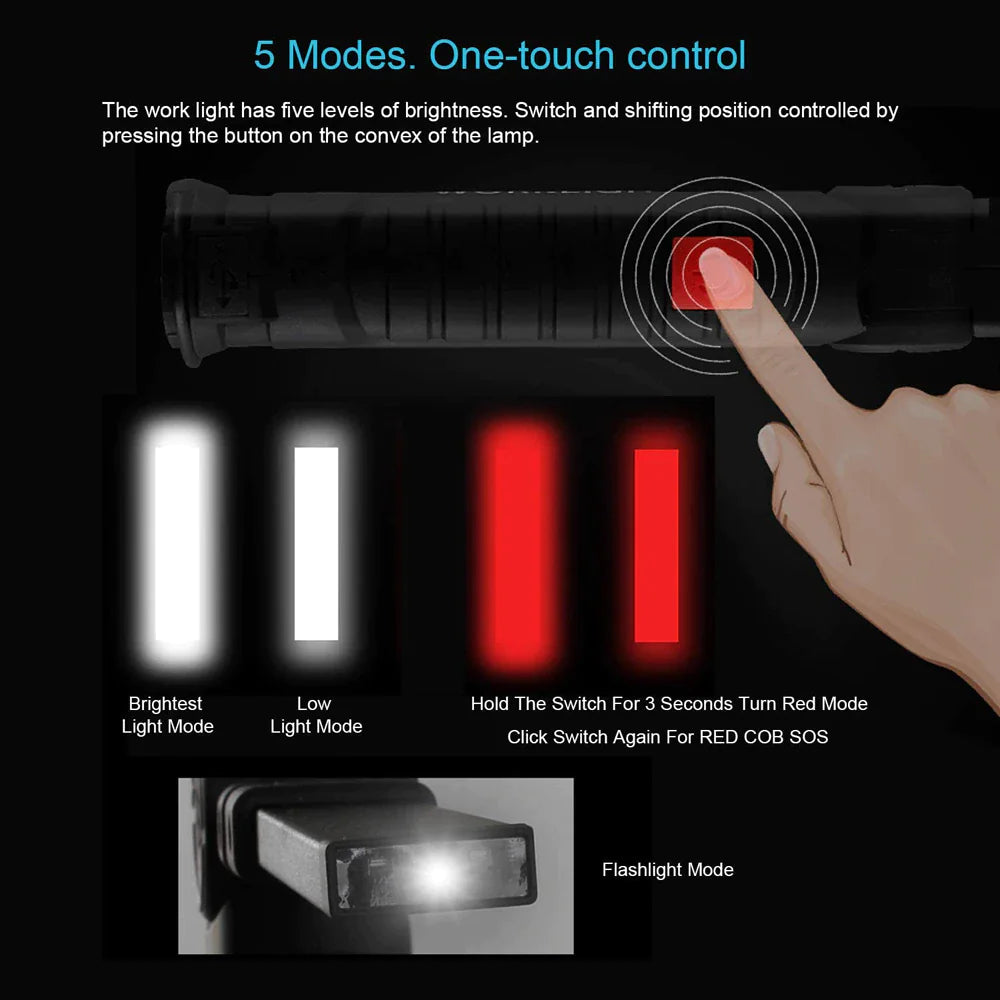π¦ Rechargeable LED COB Work Light - Magnetic Base Mechanic Flashlight