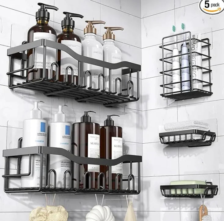 π Bathroom Wall-Mounted Storage Rack - Space-Saving Organizer