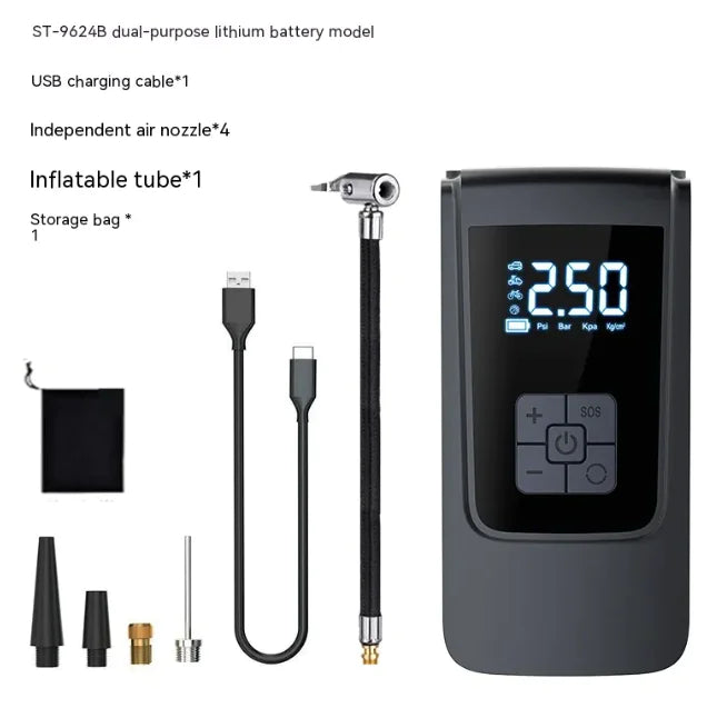 π Portable Digital Car Inflator - Wireless Auto Tire Pump with Smart Features