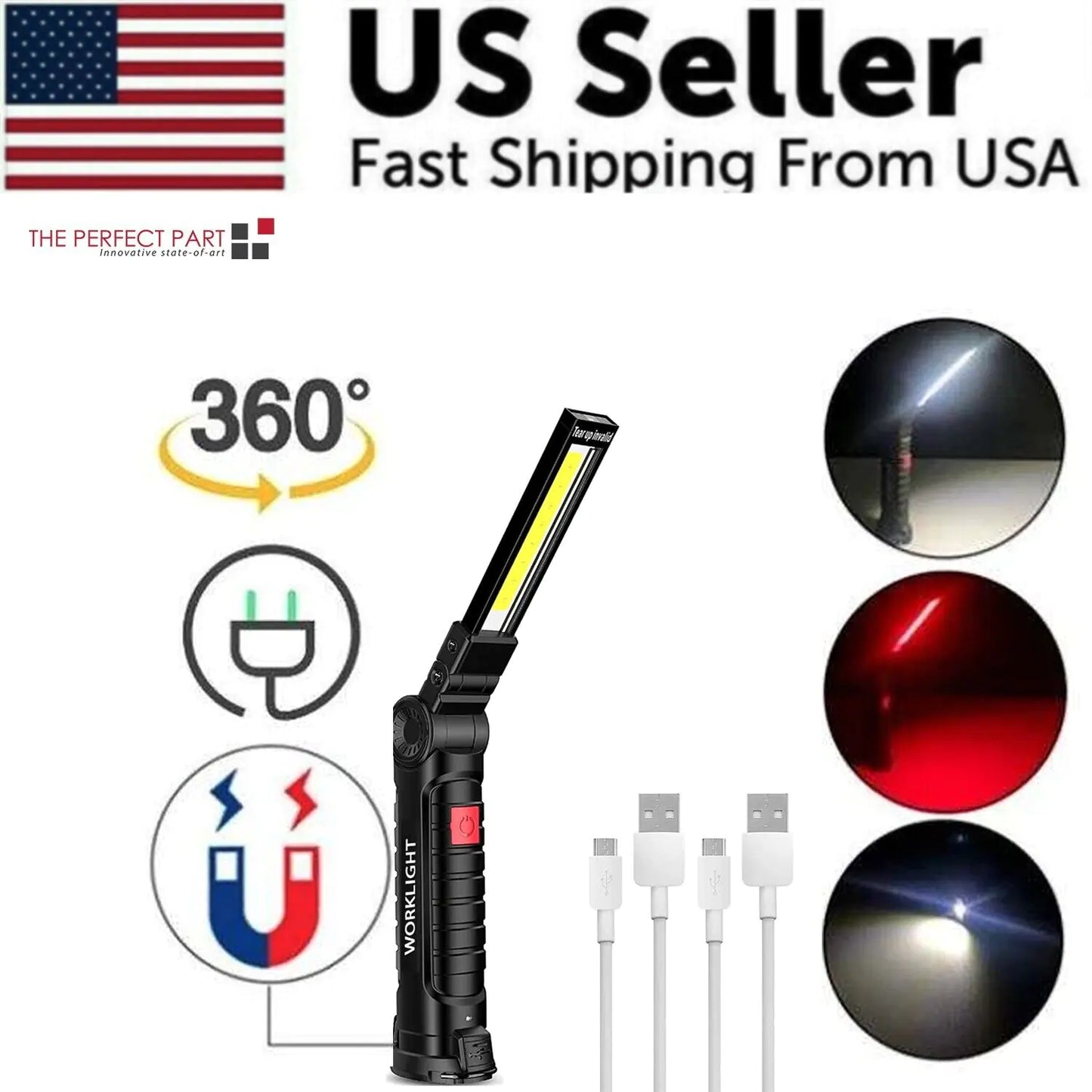 π¦ Rechargeable LED COB Work Light - Magnetic Base Mechanic Flashlight