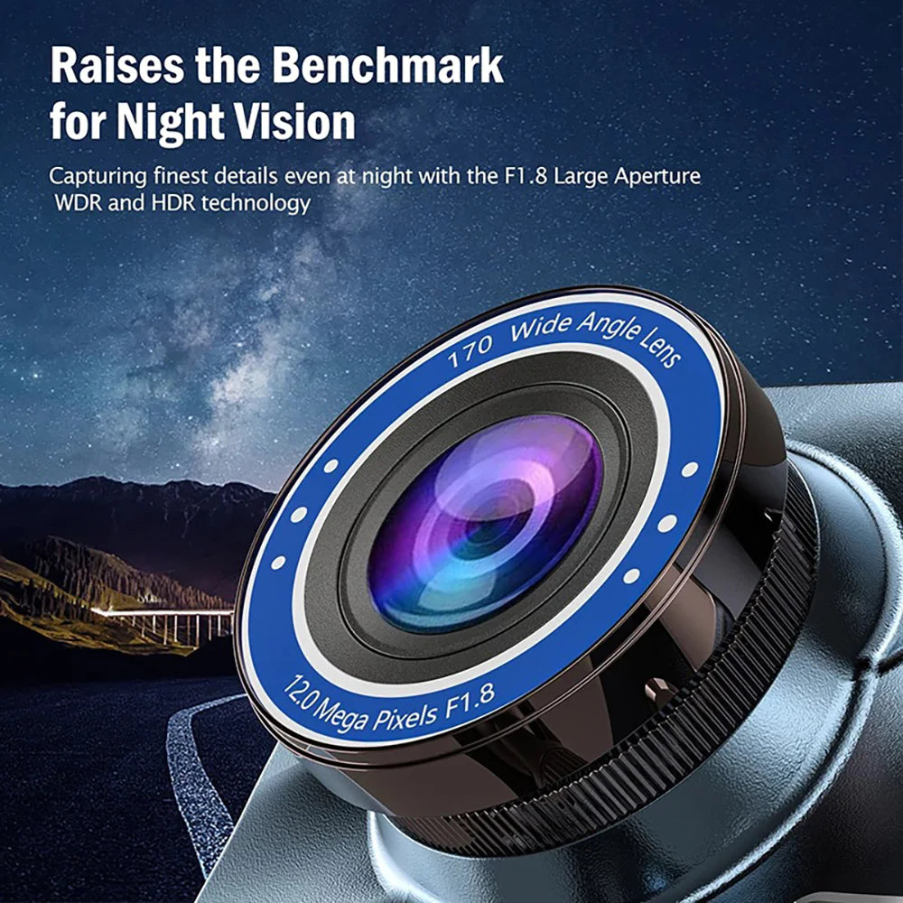 📱 4" Touch Screen Dash Cam - 1080P Dual Lens Front & Rear DVR