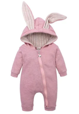 🐰: Rabbit Ear Hooded Baby Rompers - Adorable Cozy Comfort