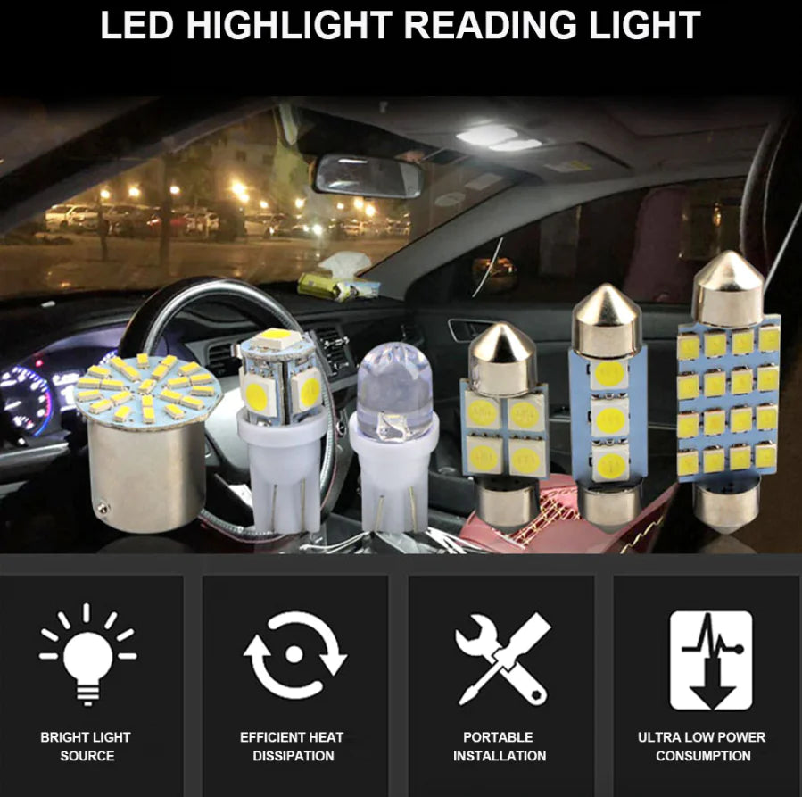 🚗: 28pcs Car Interior LED Light Kit - Complete White Combo Bulb Set