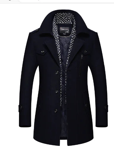 🧥: Authentic Men's Wool Overcoat - Premium Single-Breasted Winter Coat