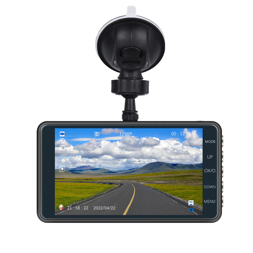 📱 4" Touch Screen Dash Cam - 1080P Dual Lens Front & Rear DVR