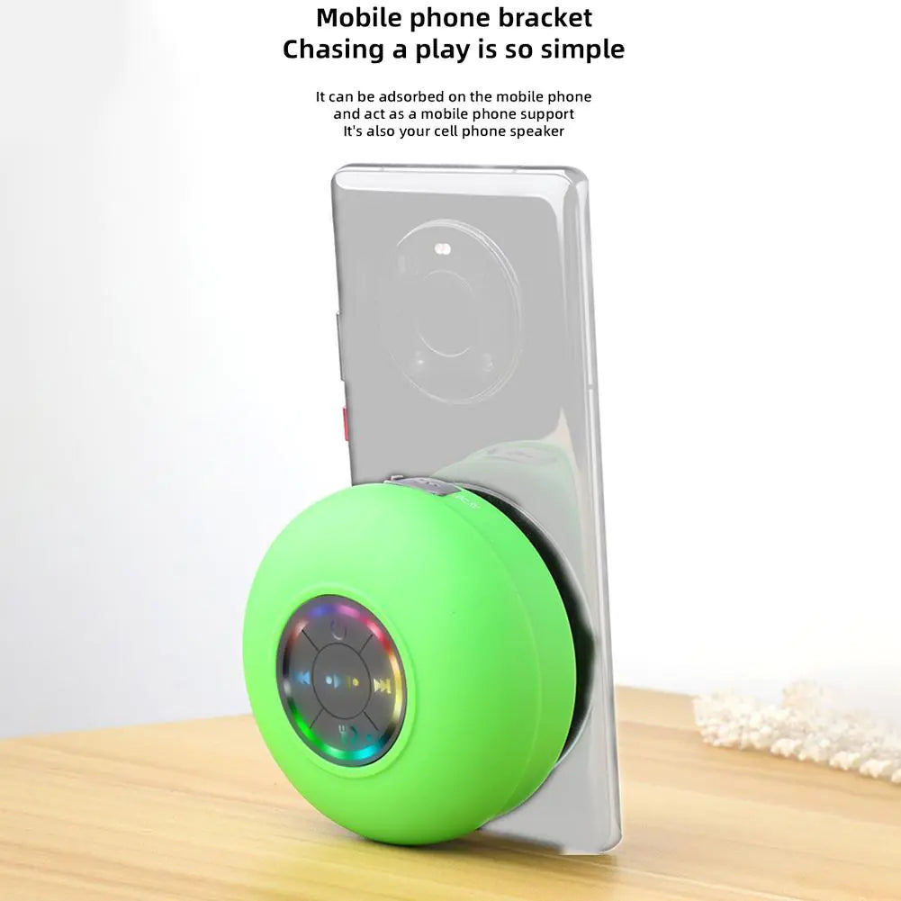 π Waterproof Wireless Bluetooth Speaker - Portable with LED Lights & Suction Cup Design