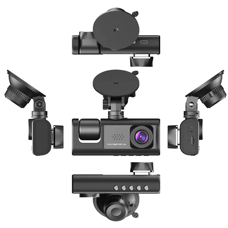 📹 Car Triple Lens Dash Cam - HD 1080P Front/Rear/Inside Video Recorder