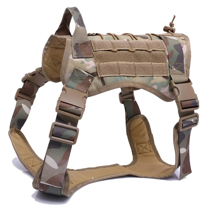 π Tactical Dog Harness with Handle - Heavy Duty Nylon Harness & Bungee Leash